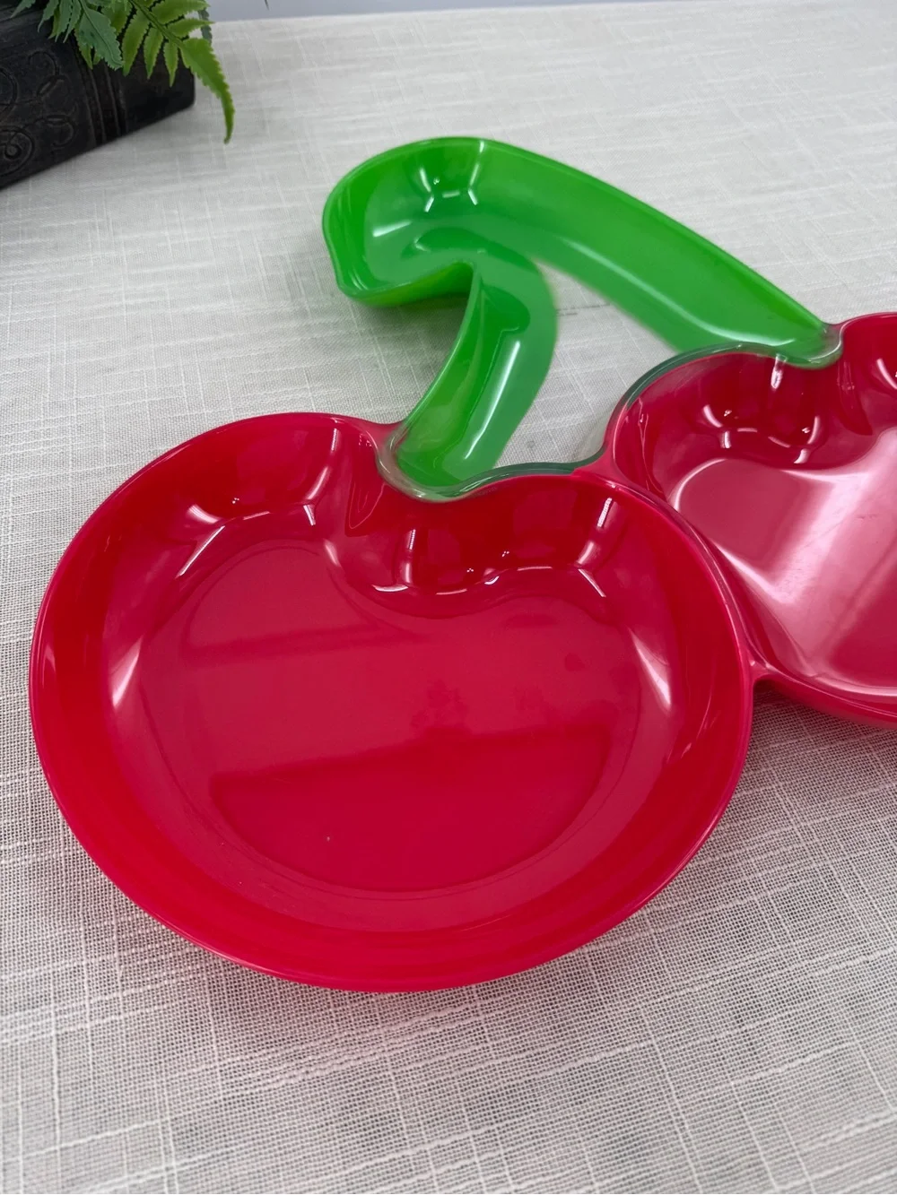 Cherry Serving Tray 🍒 Retro Kitsch Red Green Snack Dish Y2K Cottagecore